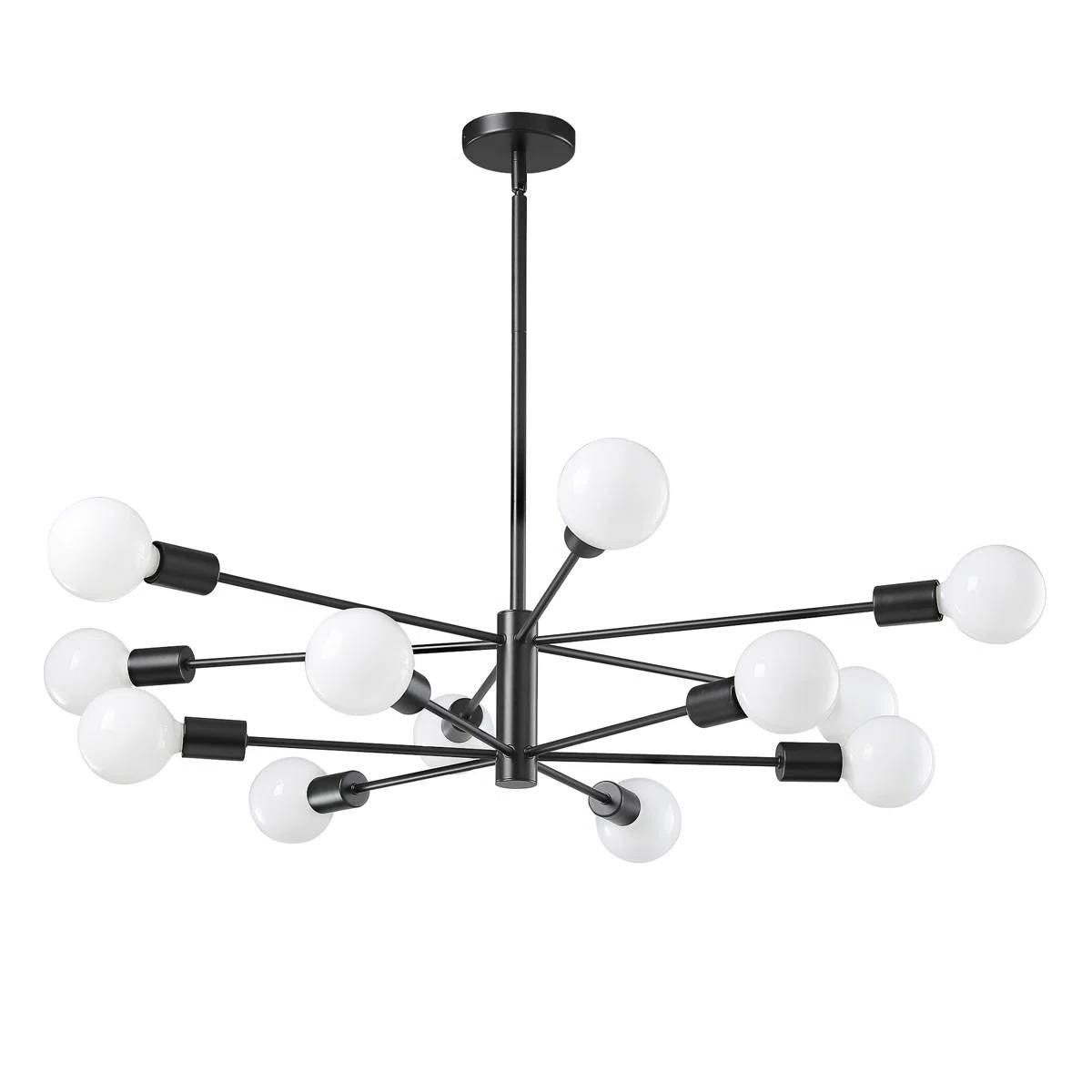 Black 33-inch Modern 12-Light Dimmable Sputnik Chandelier Lamp LuxuryLifeWay Online Store