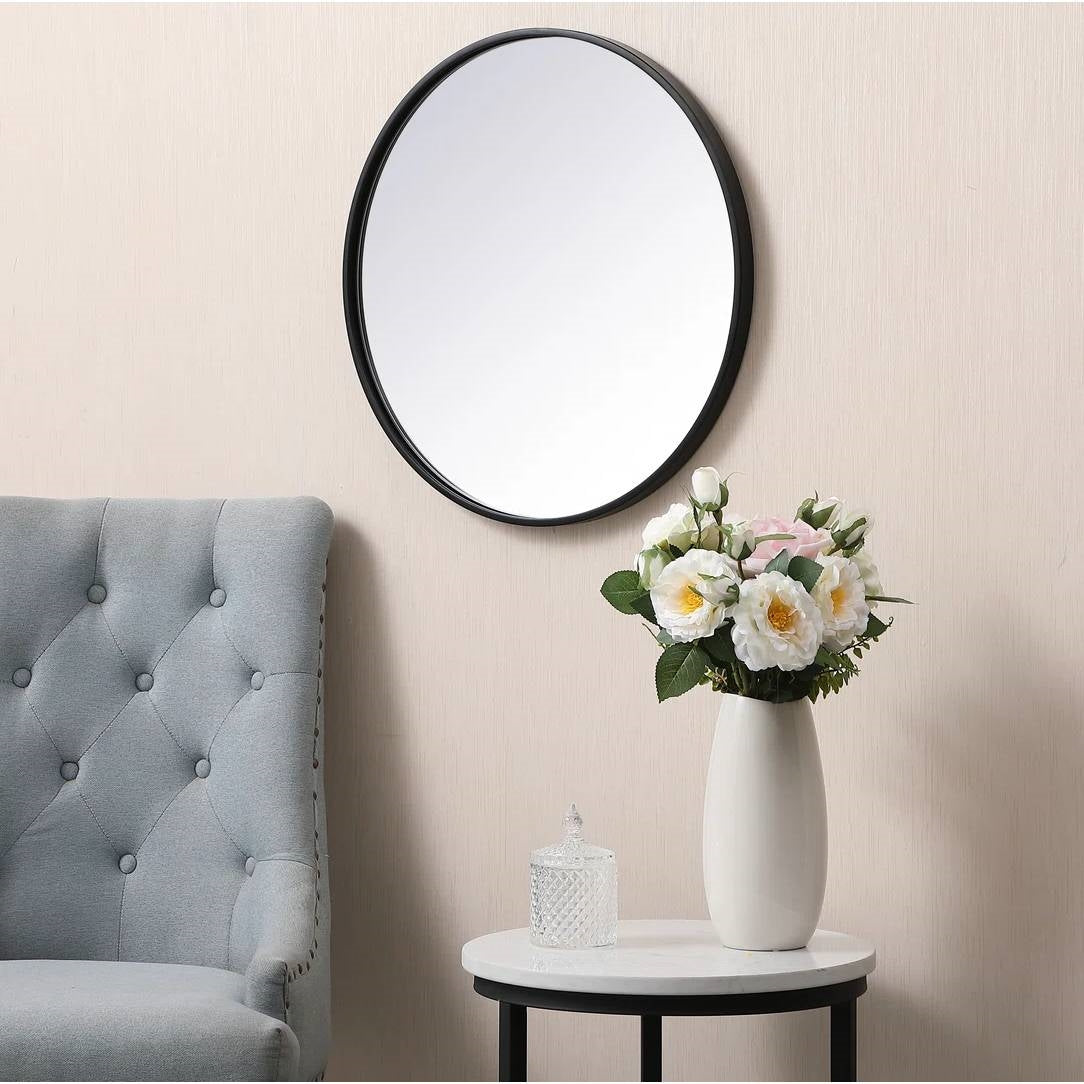 Round 21-inch Wall Mirror in Black - Living Room Bedroom Accent Bathroom Mirror LuxuryLifeWay Online Store