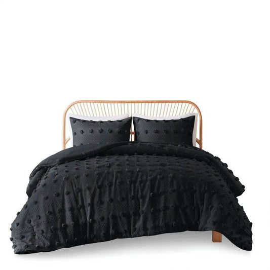 Twin/Twin XL 2 Piece Pompom Microfiber Hypoallergenic Comforter Set in Black LuxuryLifeWay Online Store