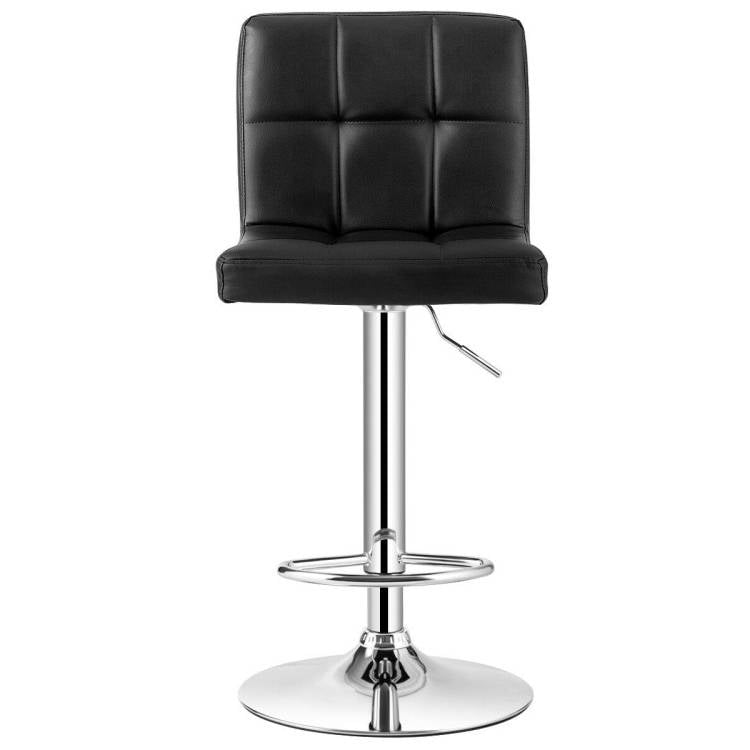 Set of 2 Modern Adjustable Height Bar Stools with Black PU Leather Swivel Seat LuxuryLifeWay Online Store