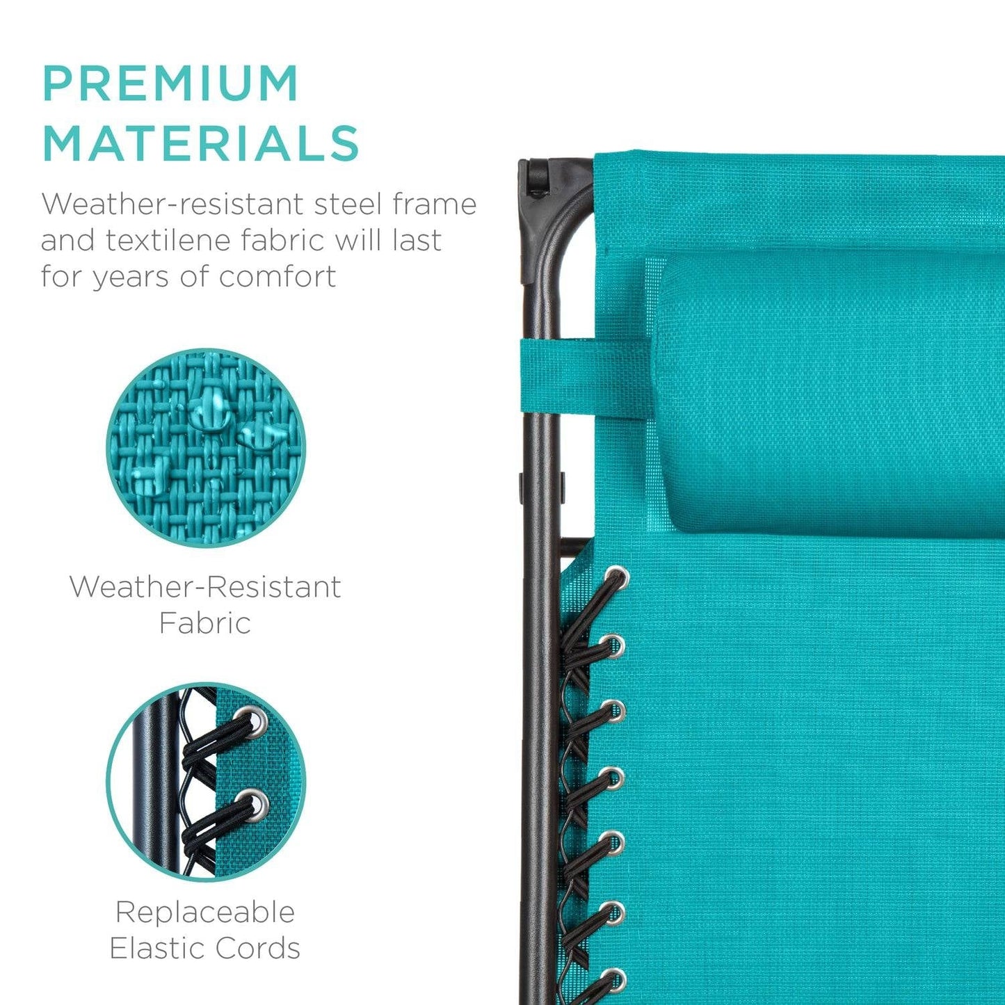 Teal Blue Zero Gravity Folding Reclining Patio Lounge Chair with Canopy LuxuryLifeWay Online Store