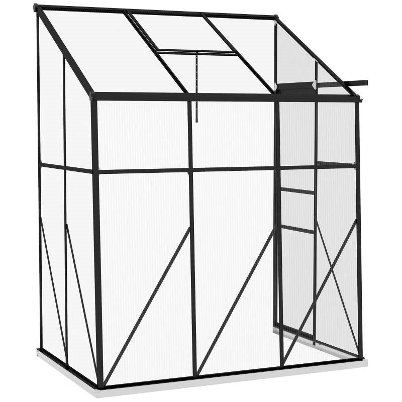 6.3 ft x 4.1 ft Outdoor Polycarbonate Lean-to Greenhouse with Black Metal Frame LuxuryLifeWay Online Store