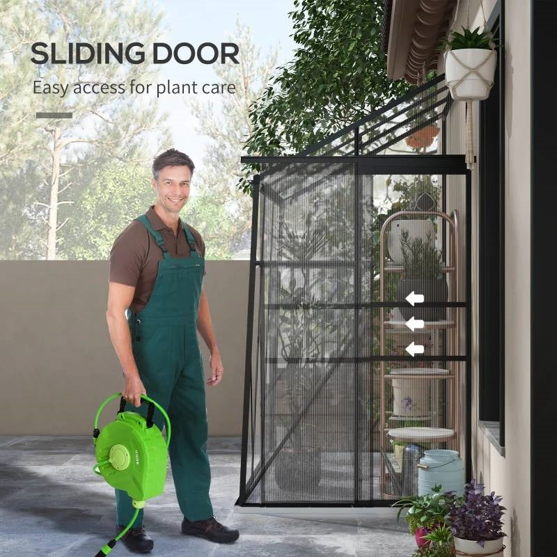 6.3 ft x 4.1 ft Outdoor Polycarbonate Lean-to Greenhouse with Black Metal Frame LuxuryLifeWay Online Store
