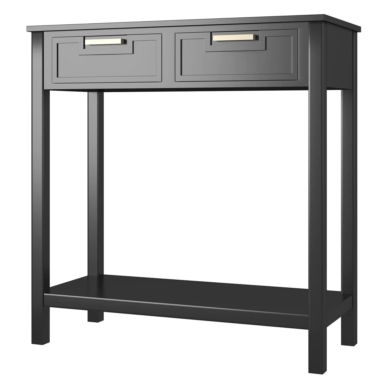 Modern Entryway Accent 2 Drawer Sofa Side Table Black LuxuryLifeWay Online Store