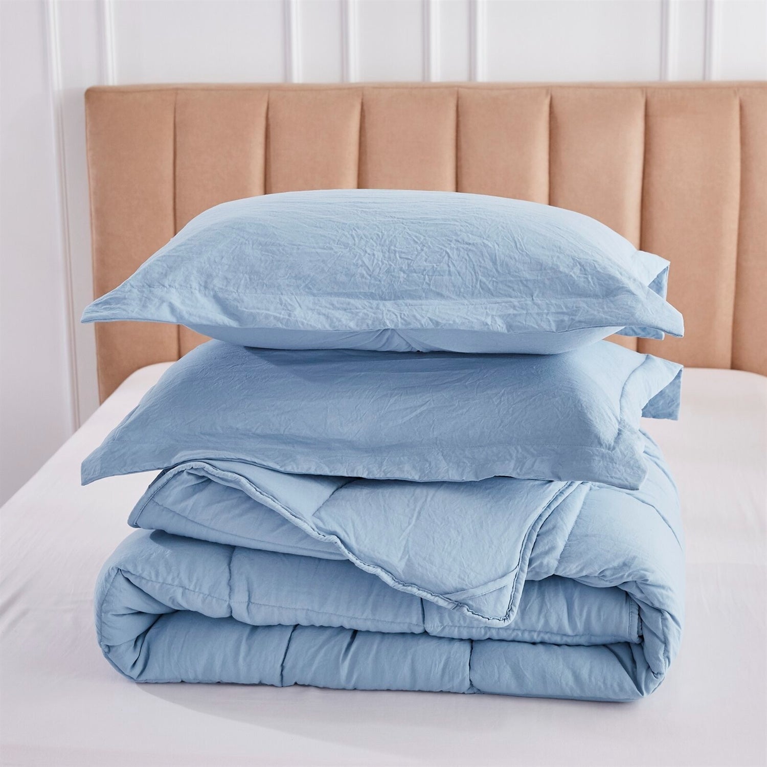 Queen Size Blue 3 Piece Microfiber Reversible Comforter Set LuxuryLifeWay Online Store