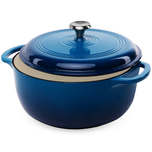 6 Quart Large Blue Enamel Cast-Iron Dutch Oven Kitchen Cookware LuxuryLifeWay Online Store