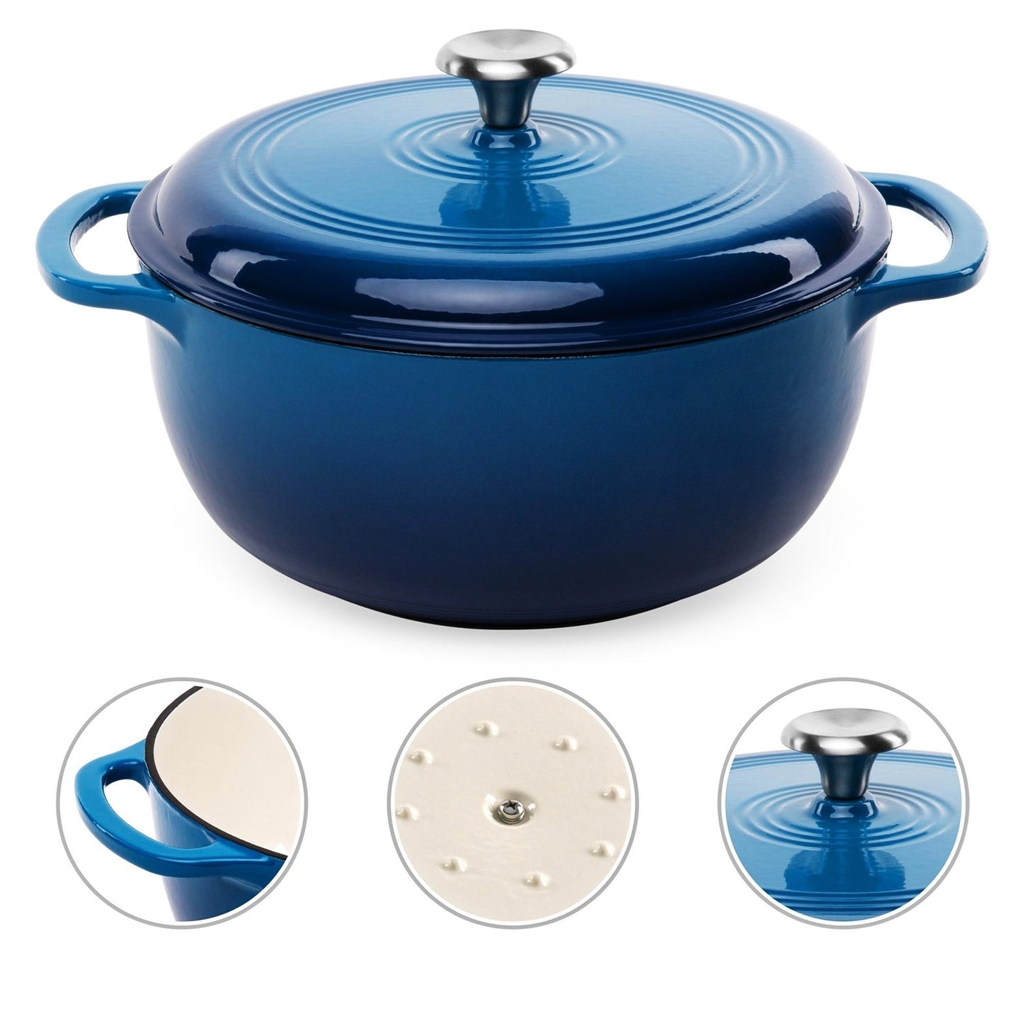 6 Quart Large Blue Enamel Cast-Iron Dutch Oven Kitchen Cookware LuxuryLifeWay Online Store