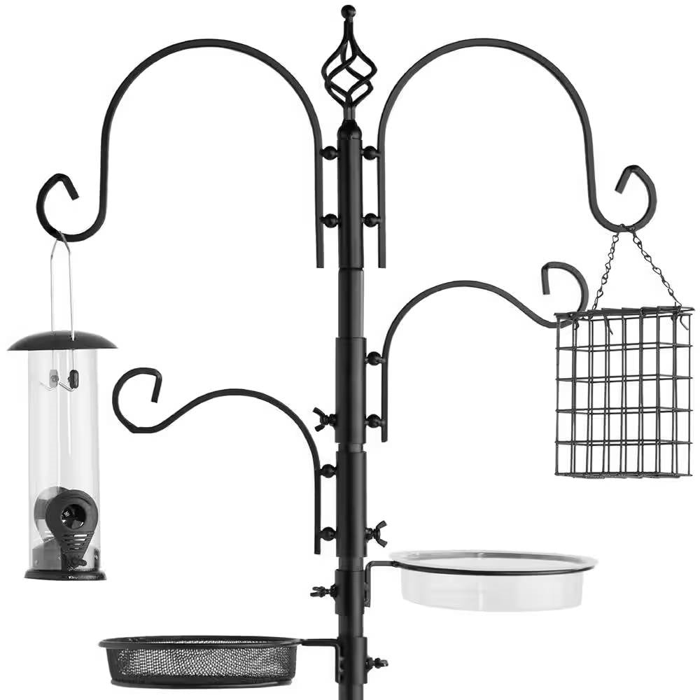 Complete Bird Feeder Set with Black Metal Stand and Bird Feeders LuxuryLifeWay Online Store