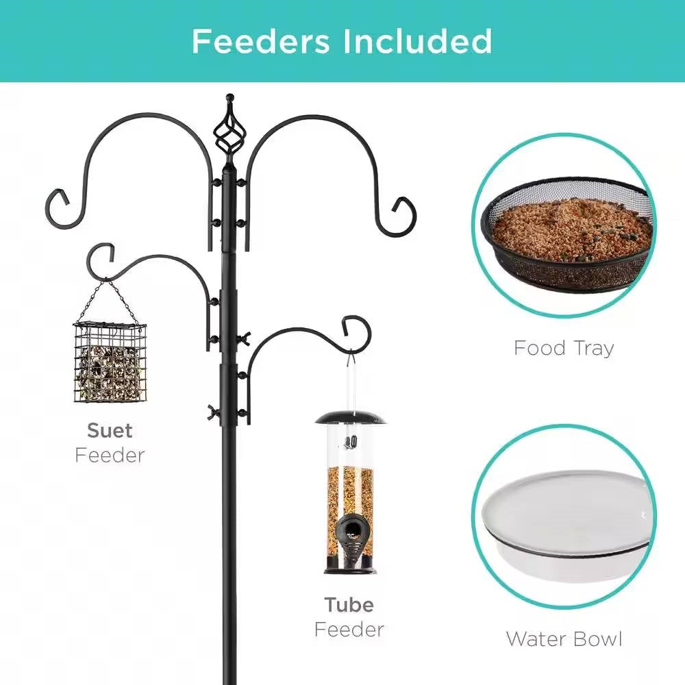 Complete Bird Feeder Set with Black Metal Stand and Bird Feeders LuxuryLifeWay Online Store