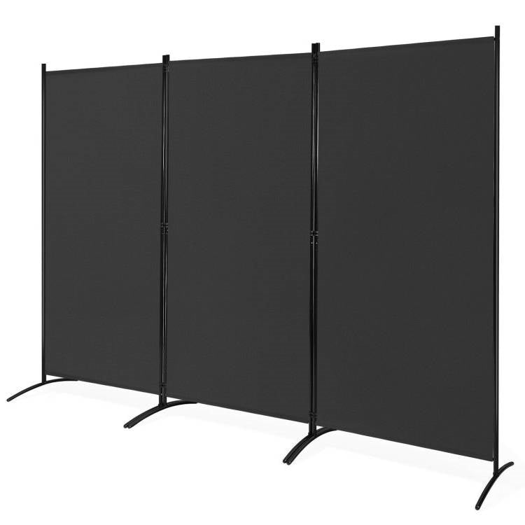 6-Ft Black 3-Panel Room Divider Screen with Steel Base and Heavy Duty Hinges LuxuryLifeWay Online Store