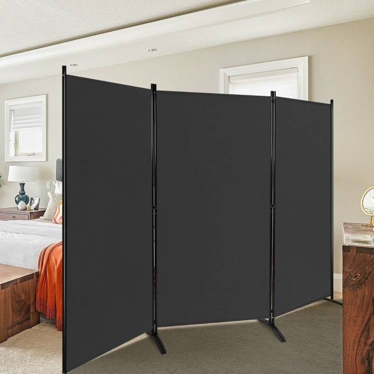 6-Ft Black 3-Panel Room Divider Screen with Steel Base and Heavy Duty Hinges LuxuryLifeWay Online Store