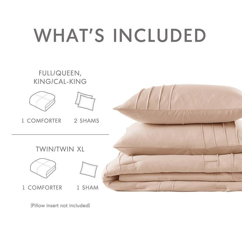 King Size Microfiber Pleated Soft Washed Comforter Set Pink Blush Color LuxuryLifeWay Online Store