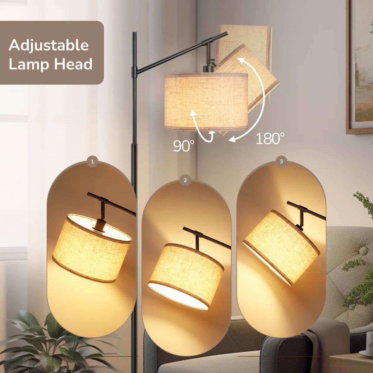 63-inch Black Modern Arc Floor Lamp with Beige Linen Drum Shade LuxuryLifeWay Online Store