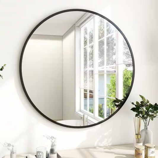 Round 30-inch Circular Bathroom Wall Mirror with Black Frame LuxuryLifeWay Online Store
