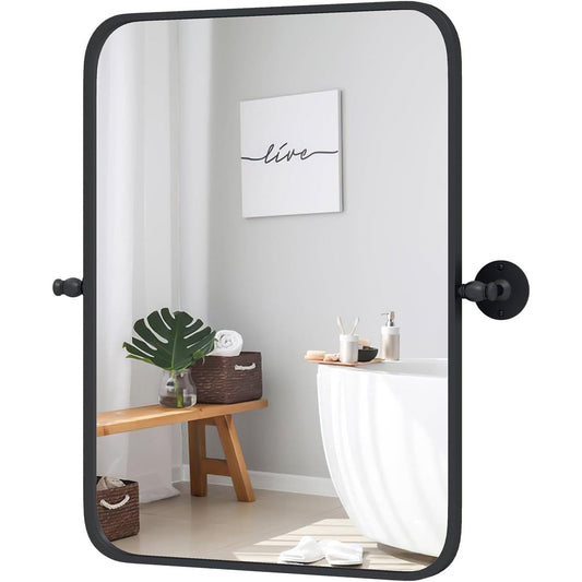 30 x 22 inch Bathroom Wall Mirror with Easy Tilt Pivot and Black Frame LuxuryLifeWay Online Store