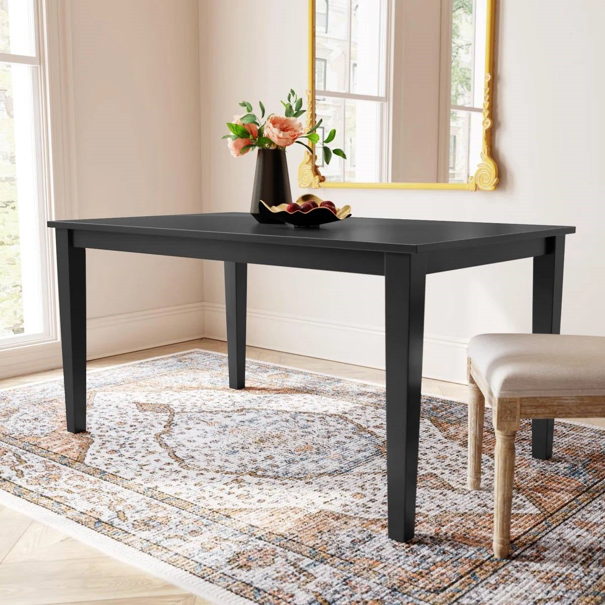 36 x 60 inch Rectangular Dining Table in Black Wood Finish LuxuryLifeWay Online Store