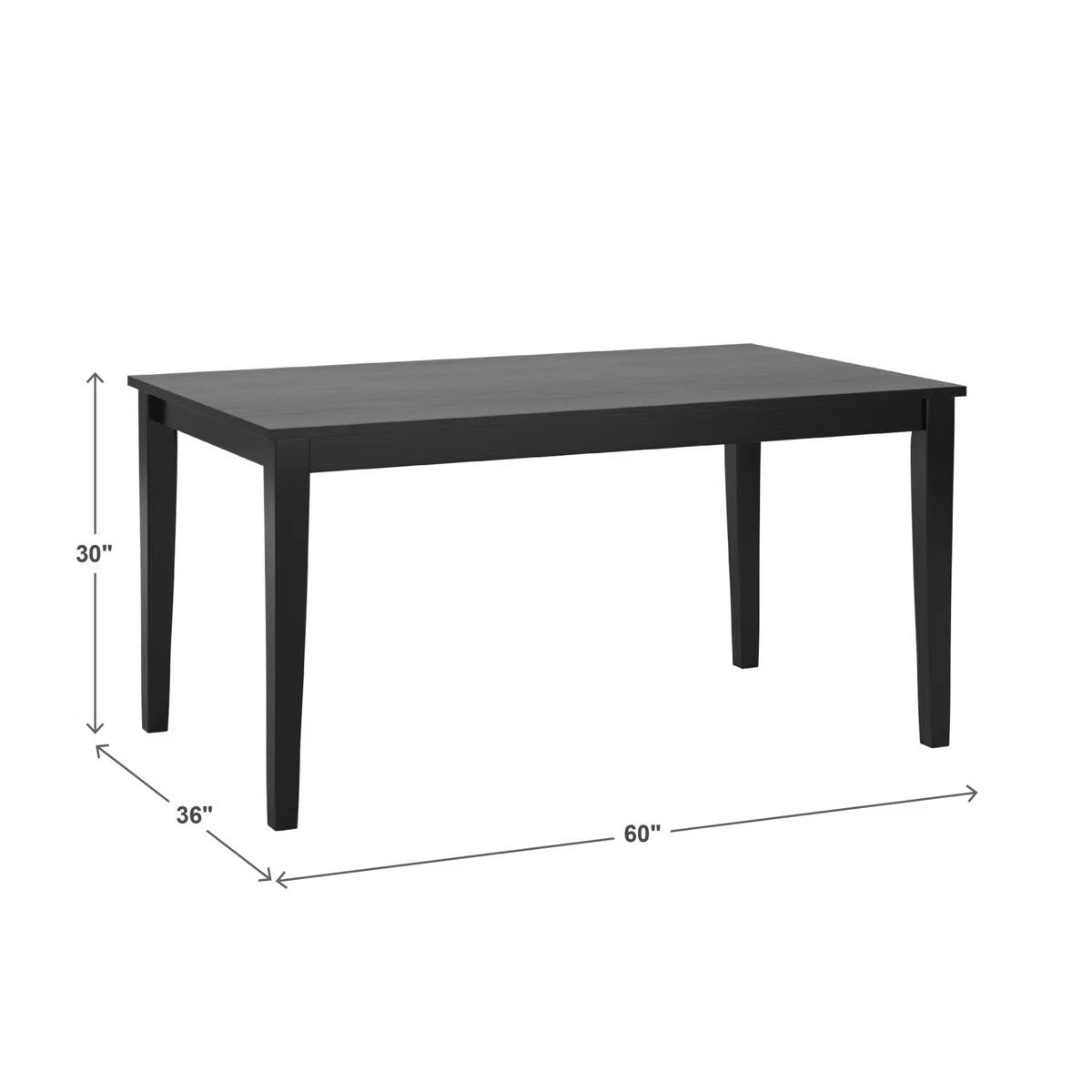 36 x 60 inch Rectangular Dining Table in Black Wood Finish LuxuryLifeWay Online Store