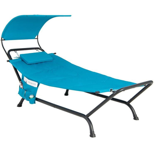 Blue Polyester Chaise Lounge Chair Hammock with Canopy and Storage Bag LuxuryLifeWay Online Store