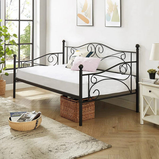Twin size Classic Heavy Duty Steel Daybed Frame in Black Metal Finish LuxuryLifeWay Online Store
