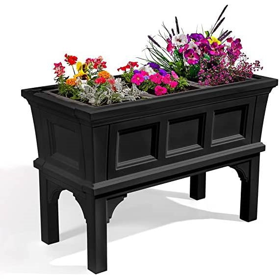 Black Rectangular Raised Garden Bed Planter Box with Removeable Trays LuxuryLifeWay Online Store