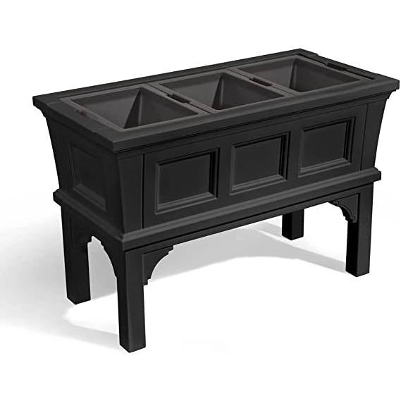 Black Rectangular Raised Garden Bed Planter Box with Removeable Trays LuxuryLifeWay Online Store