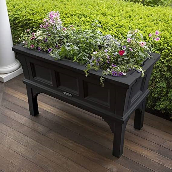 Black Rectangular Raised Garden Bed Planter Box with Removeable Trays LuxuryLifeWay Online Store