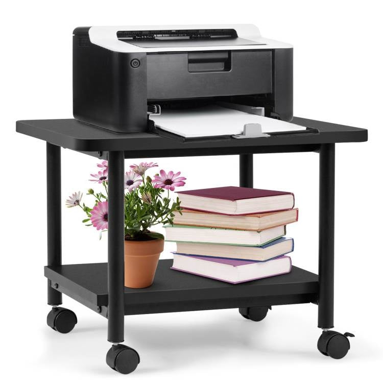 Black Multipurpose 2-Tiered Mobile Wheeled Printer Cart Stand LuxuryLifeWay Online Store