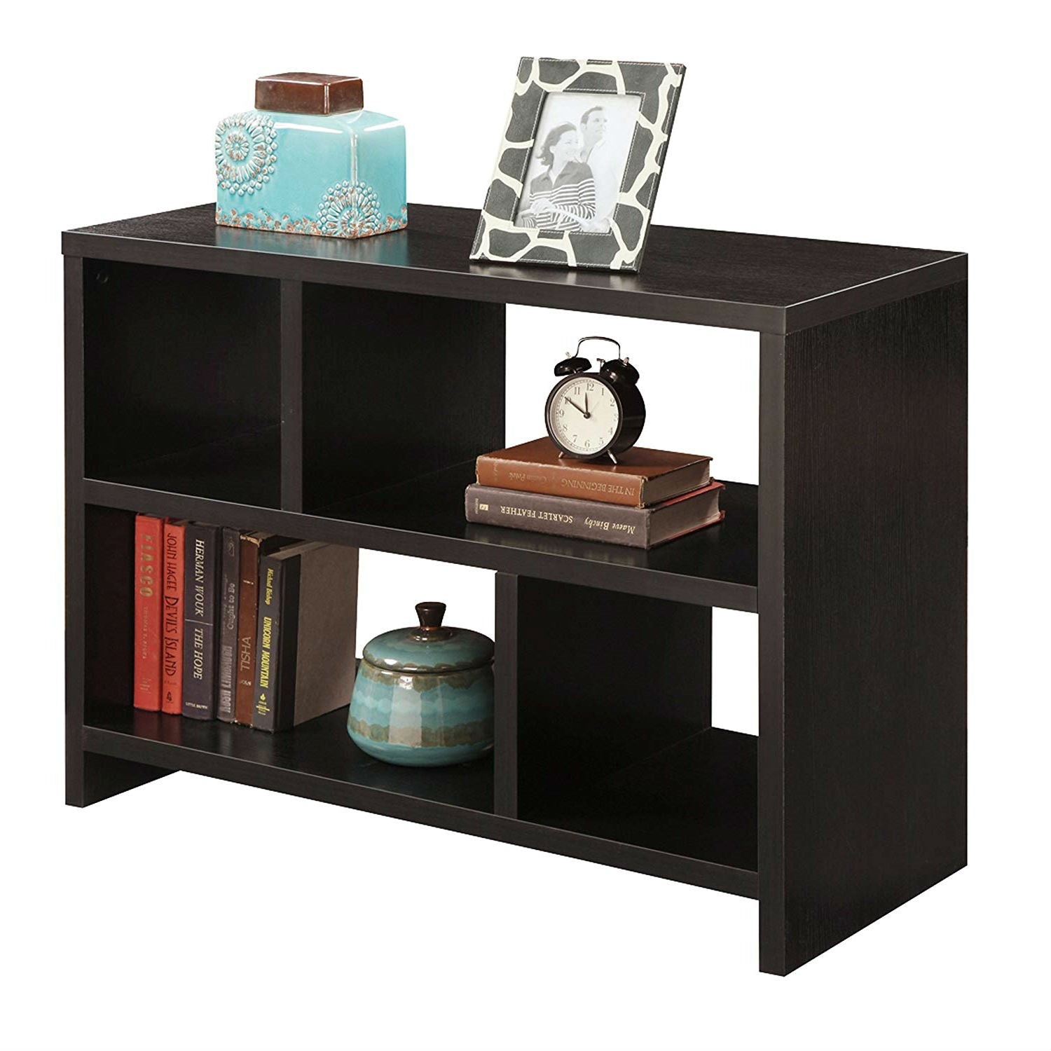 Modern 2-Shelf Bookcase Console Table in Espresso Wood Finish LuxuryLifeWay Online Store