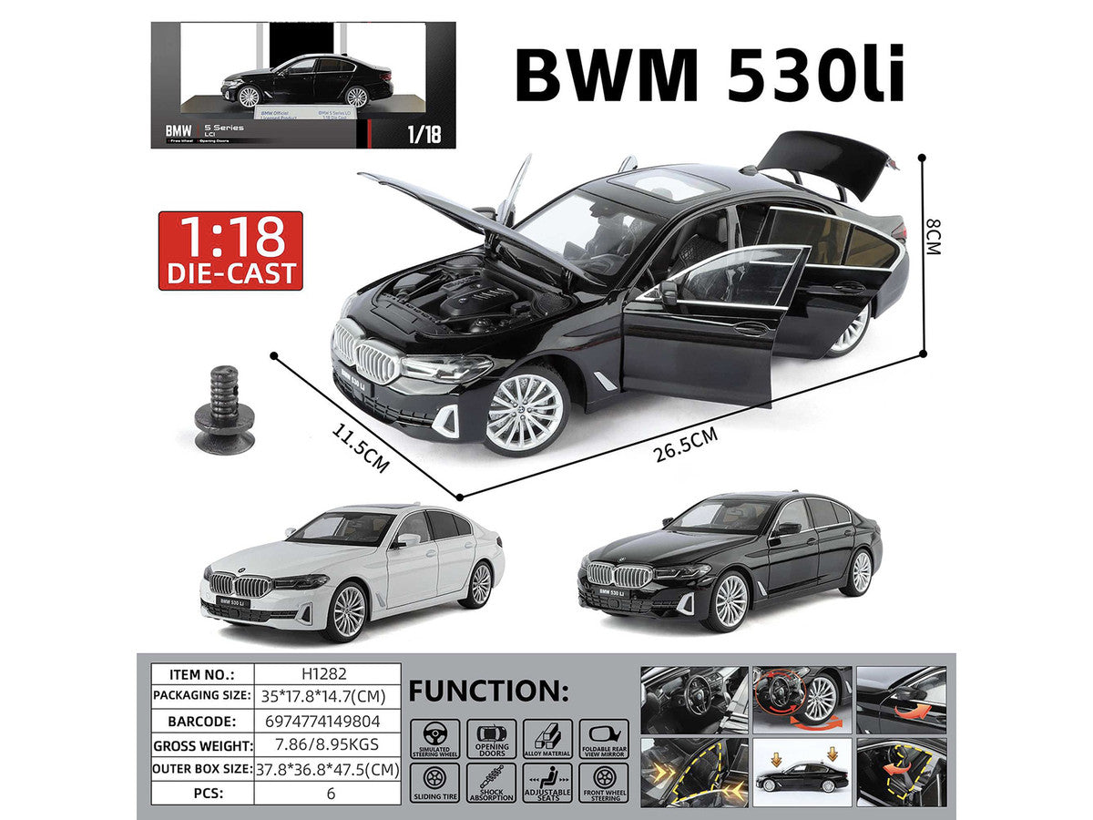 BMW 5 Series LCI Black Metallic with Moonroof 1/18 Diecast Model Car by Heimanba LuxuryLifeWay Online Store