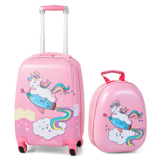 2 Pieces 18 Inch Kids Luggage Set with 12 Inch Backpack LuxuryLifeWay Online Store