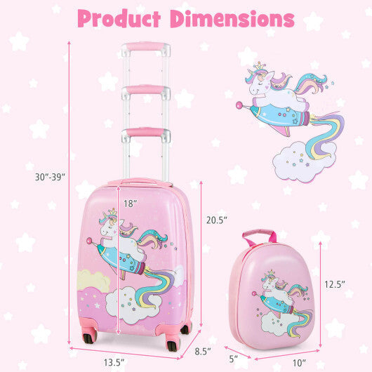 2 Pieces 18 Inch Kids Luggage Set with 12 Inch Backpack LuxuryLifeWay Online Store