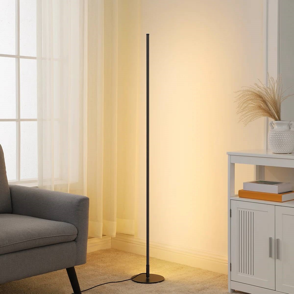 Black Modern Minimalistic 57-inch Slim Bar-Shaped Dimmable LED Corner Floor Lamp LuxuryLifeWay Online Store