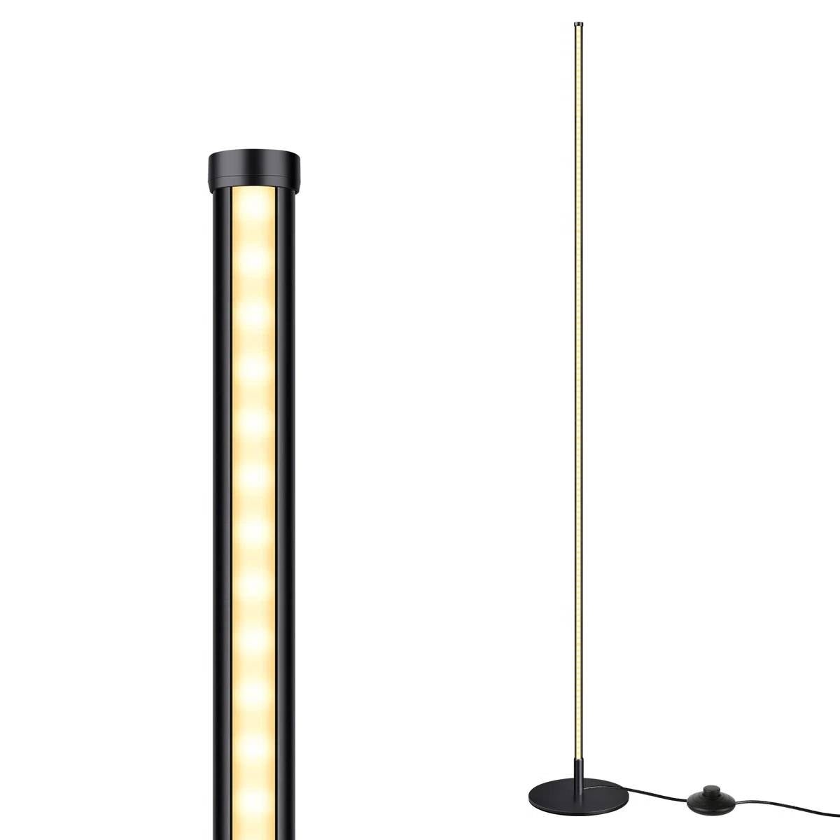 Black Modern Minimalistic 57-inch Slim Bar-Shaped Dimmable LED Corner Floor Lamp LuxuryLifeWay Online Store