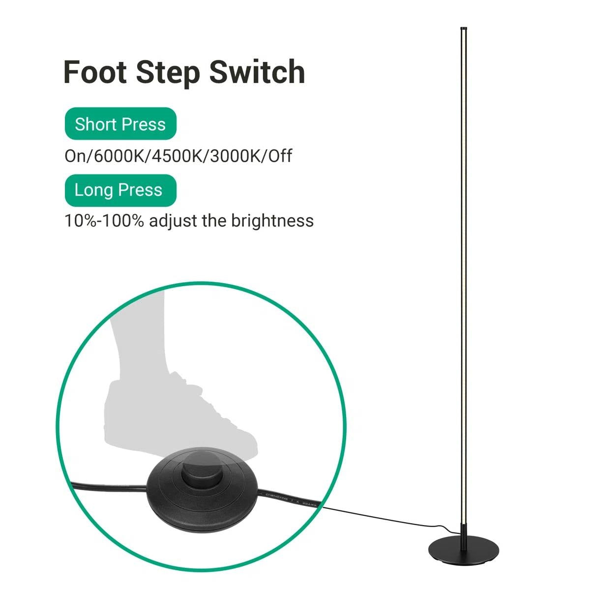 Black Modern Minimalistic 57-inch Slim Bar-Shaped Dimmable LED Corner Floor Lamp LuxuryLifeWay Online Store