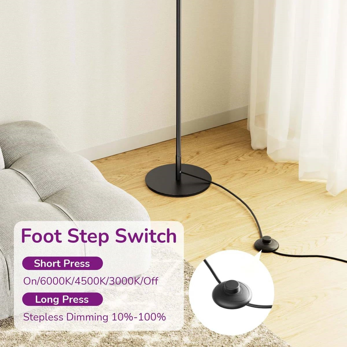 Black Modern Minimalistic 57-inch Slim Bar-Shaped Dimmable LED Corner Floor Lamp LuxuryLifeWay Online Store