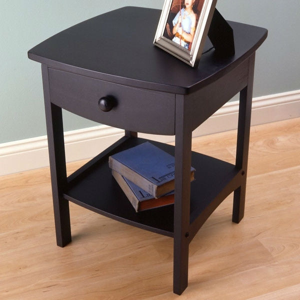 Black 1-Drawer Bedroom Nightstand Contemporary End Table LuxuryLifeWay Online Store