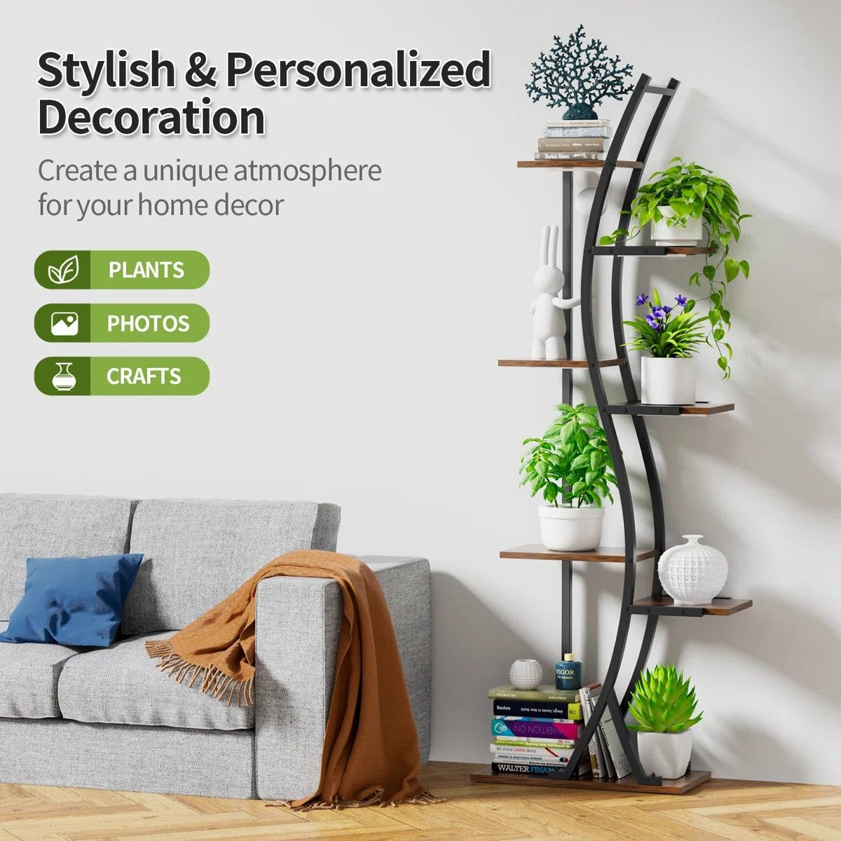 63-inch Tall Modern 6-Shelf Indoor Plant Stand Shelving Unit LuxuryLifeWay Online Store