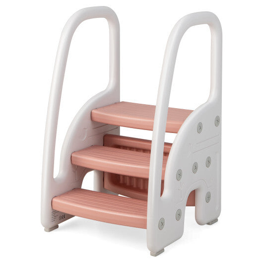 3-Step Stool with Safety Handles and Non-slip Pedals for Toddlers-Gray LuxuryLifeWay Online Store