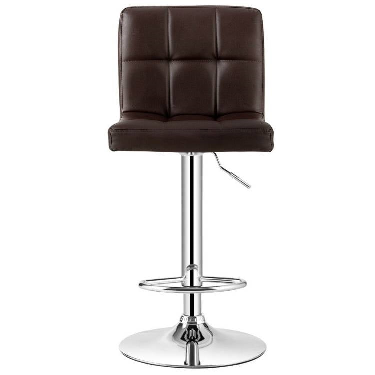 Set of 2 Modern Adjustable Height Barstools with Brown PU Leather Swivel Seat LuxuryLifeWay Online Store