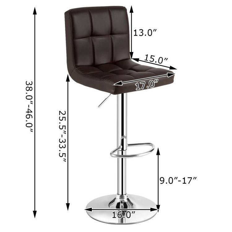 Set of 2 Modern Adjustable Height Barstools with Brown PU Leather Swivel Seat LuxuryLifeWay Online Store