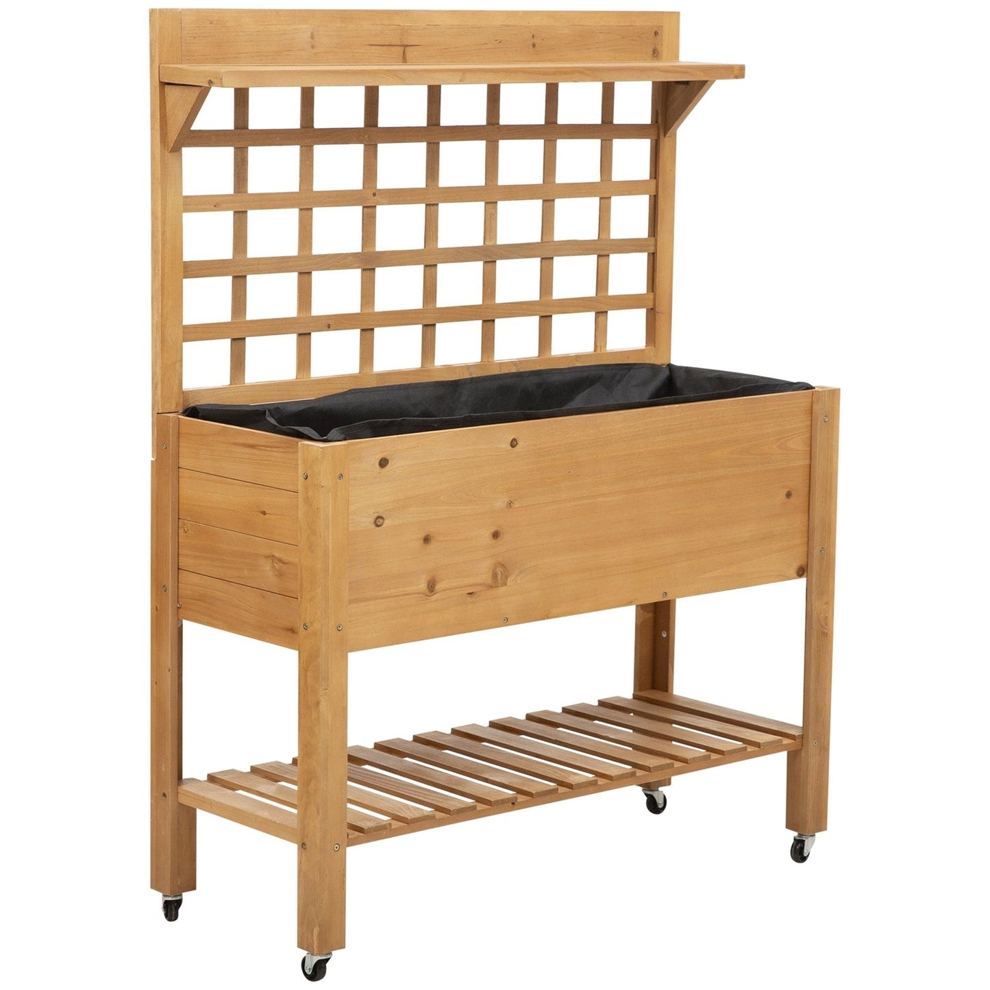 Solid Fir Wood Trellis Elevated Garden Raised Planter Bed with Wheels LuxuryLifeWay Online Store