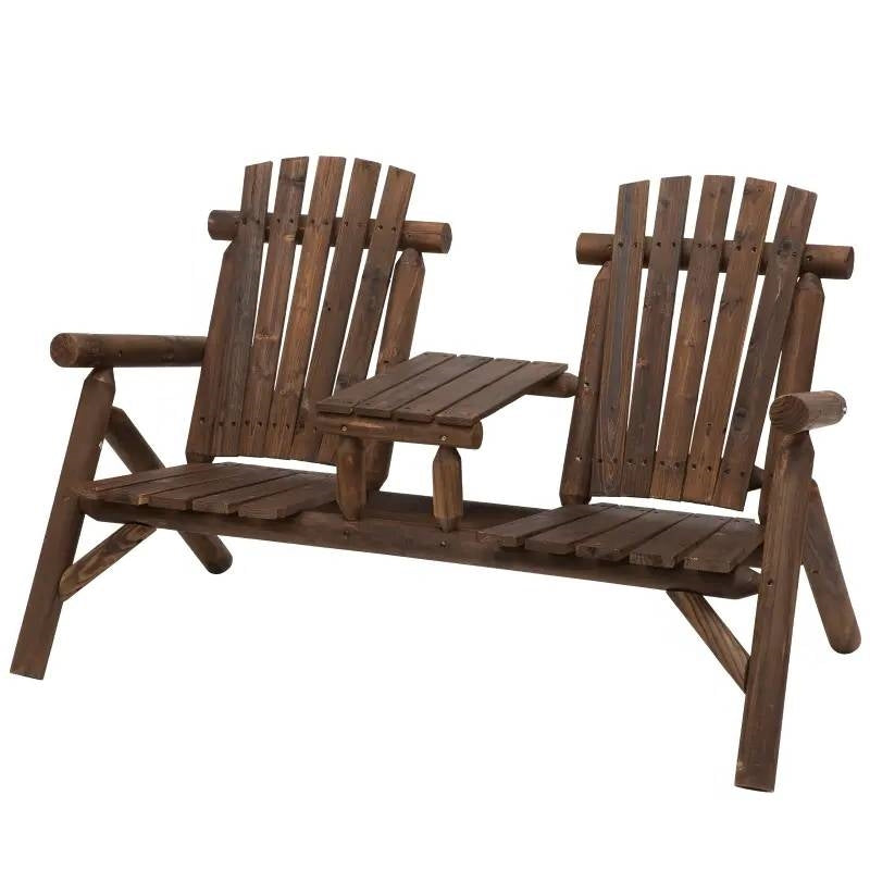 Adirondack Patio 2 Chair Lounger with Center Coffee Table Brown LuxuryLifeWay Online Store