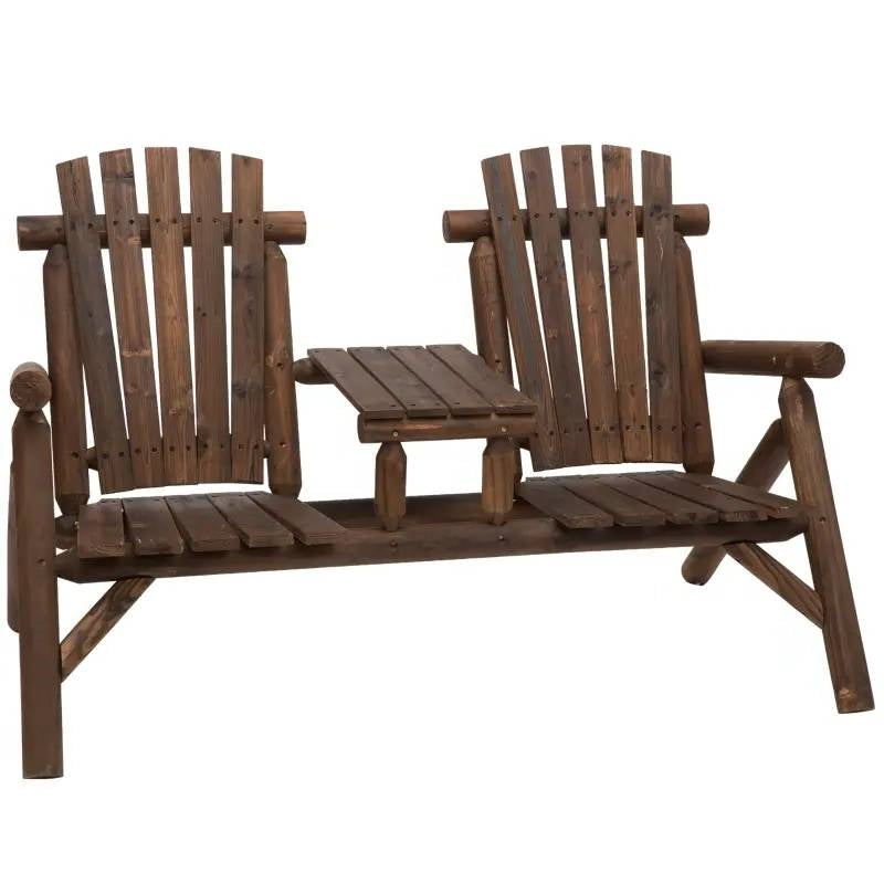 Adirondack Patio 2 Chair Lounger with Center Coffee Table Brown LuxuryLifeWay Online Store