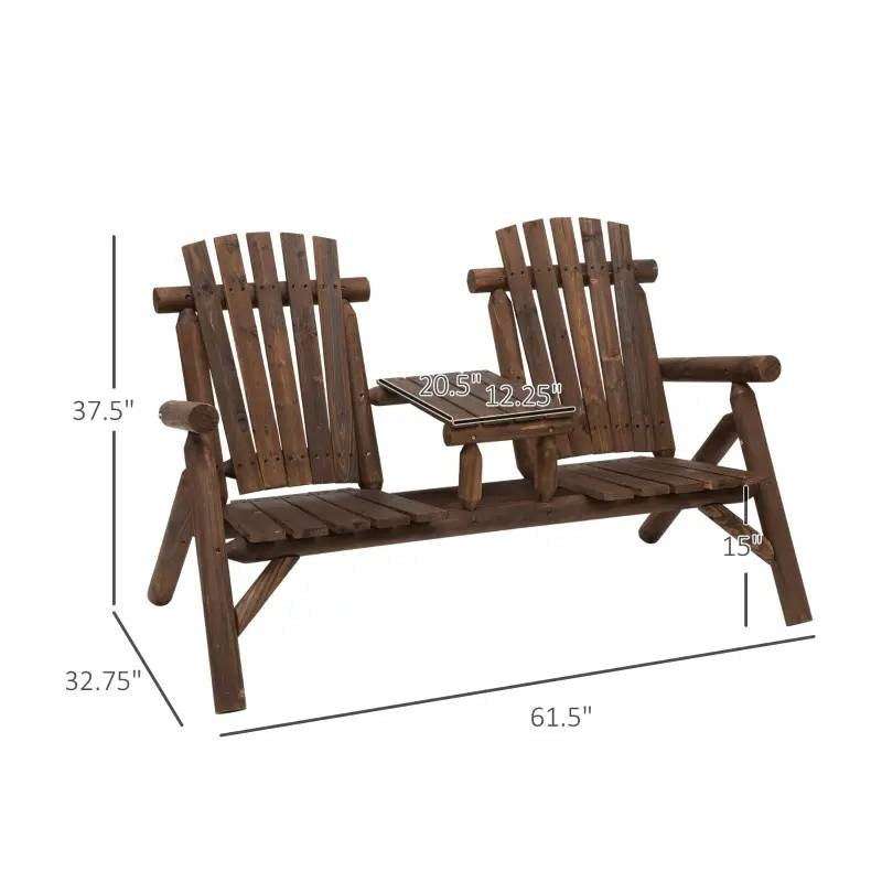 Adirondack Patio 2 Chair Lounger with Center Coffee Table Brown LuxuryLifeWay Online Store