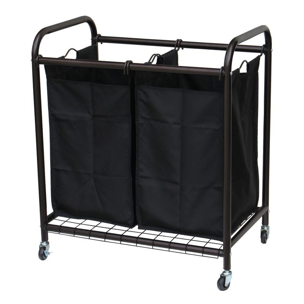 Bronze Laundry Hamper Cart with 2 Black Sorter Bags LuxuryLifeWay Online Store