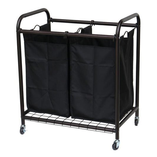 Bronze Laundry Hamper Cart with 2 Black Sorter Bags LuxuryLifeWay Online Store