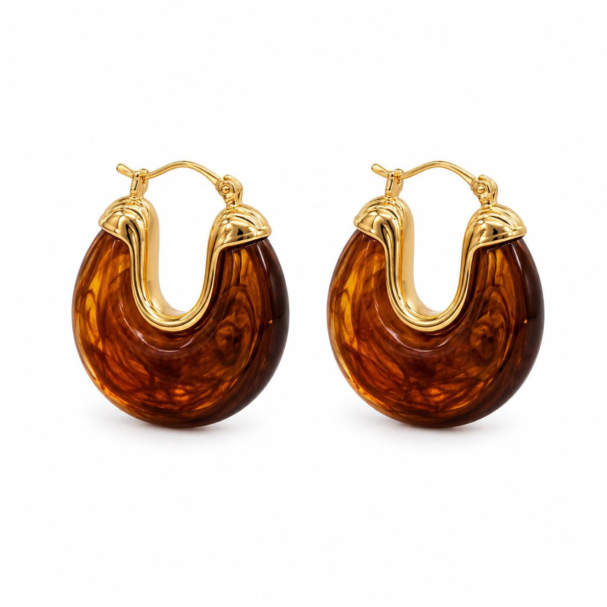 Marbled Resin Chunky Hoop Earrings LuxuryLifeWay Online Store