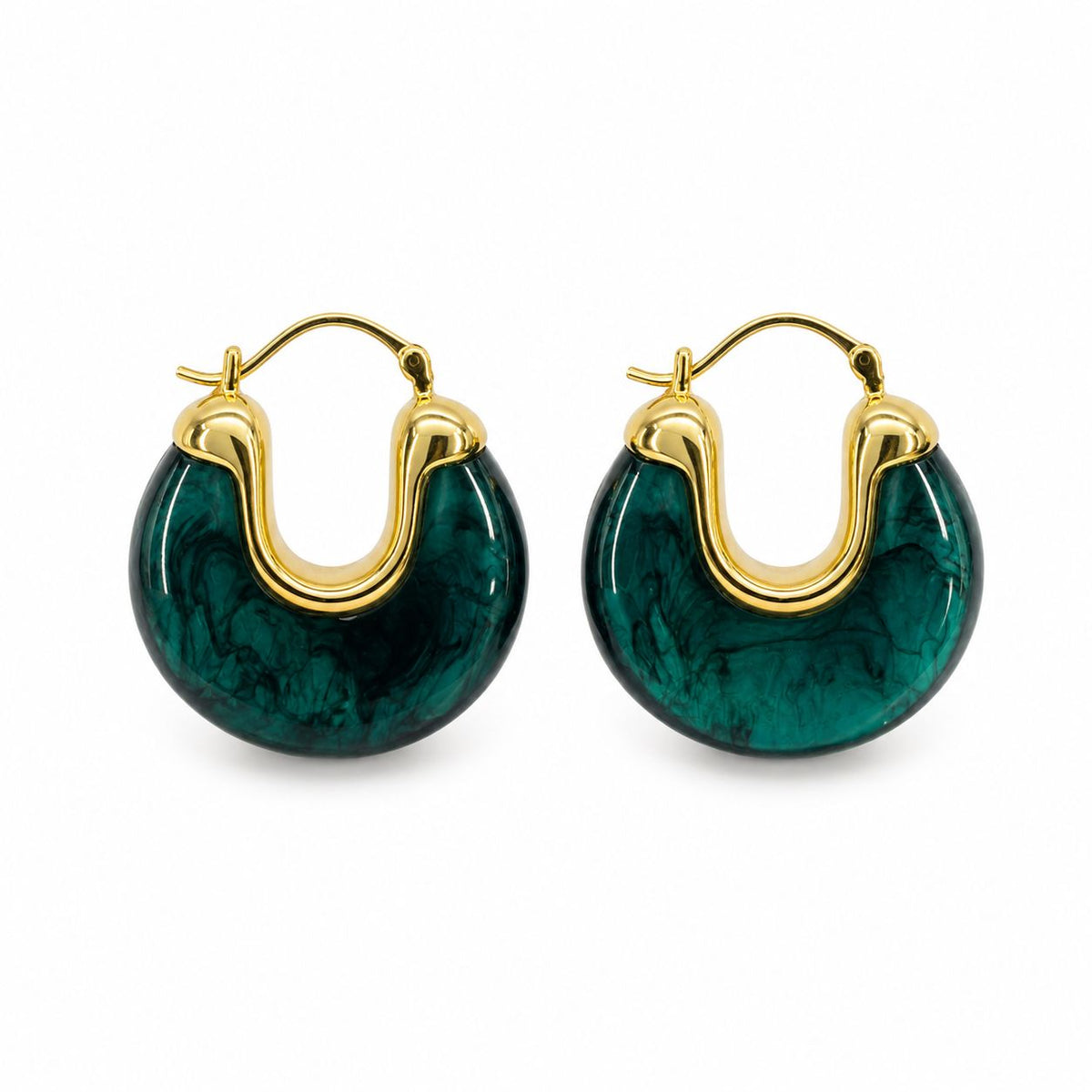 Marbled Resin Chunky Hoop Earrings LuxuryLifeWay Online Store