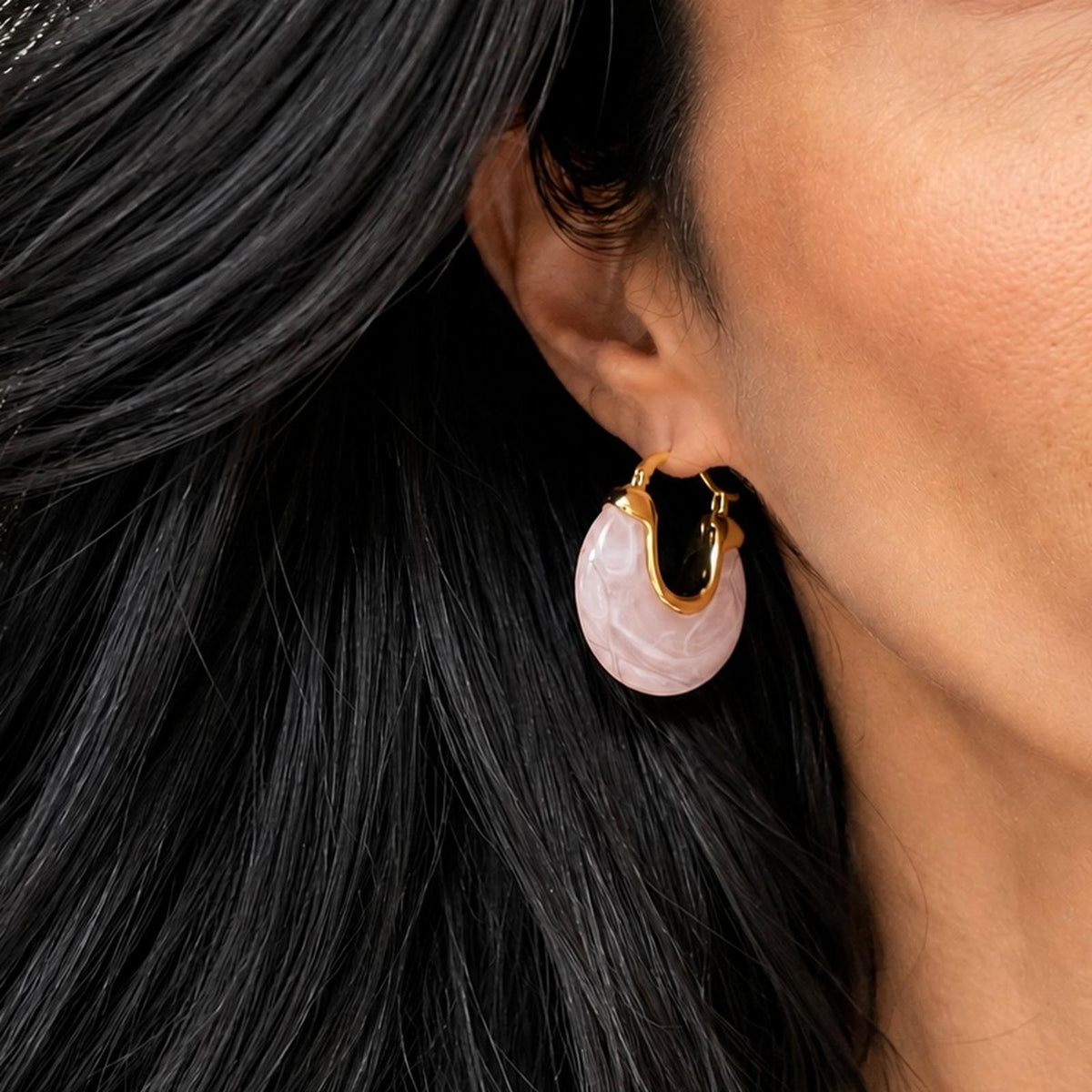 Marbled Resin Chunky Hoop Earrings LuxuryLifeWay Online Store
