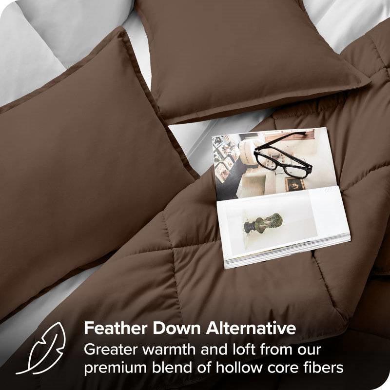 Twin size Down Alternative Comforter Set in Chocolate Brown Color LuxuryLifeWay Online Store